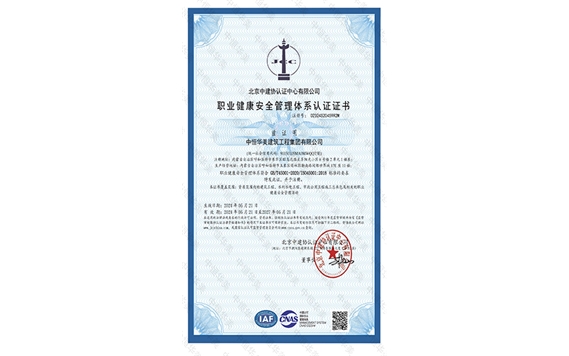 職業(yè)健康安全管理體系認證證書